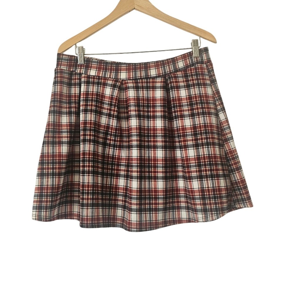 VAMP Tartan Plaid Mini Skirt Pleated Grunge Dark Academia Stretch Size L